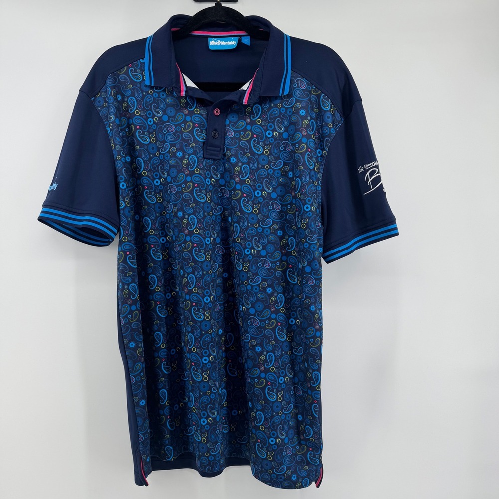 Bunker Mentality Polyester Paisley Polo Men Large Short Sleeve Golfcore